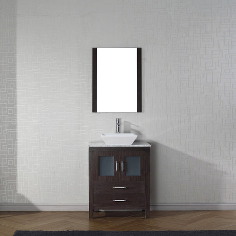 Virtu USA Dior 24" Single Bath Vanity with White Marble Top and Square Sink with Brushed Nickel Faucet with Matching Mirror