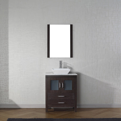 Virtu USA Dior 24" Single Bath Vanity with White Marble Top and Square Sink with Matching Mirror