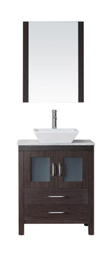 Virtu USA Dior 24" Single Bath Vanity with Marble Top and Square Sink with Polished Chrome Faucet and Mirror - Luxe Bathroom Vanities Luxury Bathroom Fixtures Bathroom Furniture