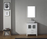 Virtu USA Dior 24" Single Bath Vanity with White Marble Top and Square Sink with Brushed Nickel Faucet with Matching Mirror