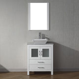 Virtu USA Dior 24" Single Bath Vanity with White Marble Top and Square Sink with Brushed Nickel Faucet with Matching Mirror