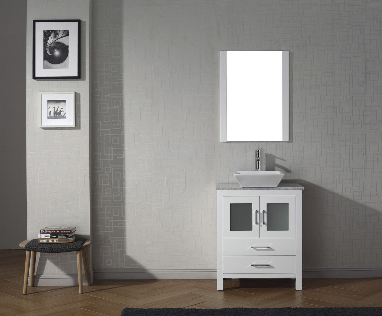 Virtu USA Dior 24" Single Bath Vanity with White Marble Top and Square Sink with Matching Mirror