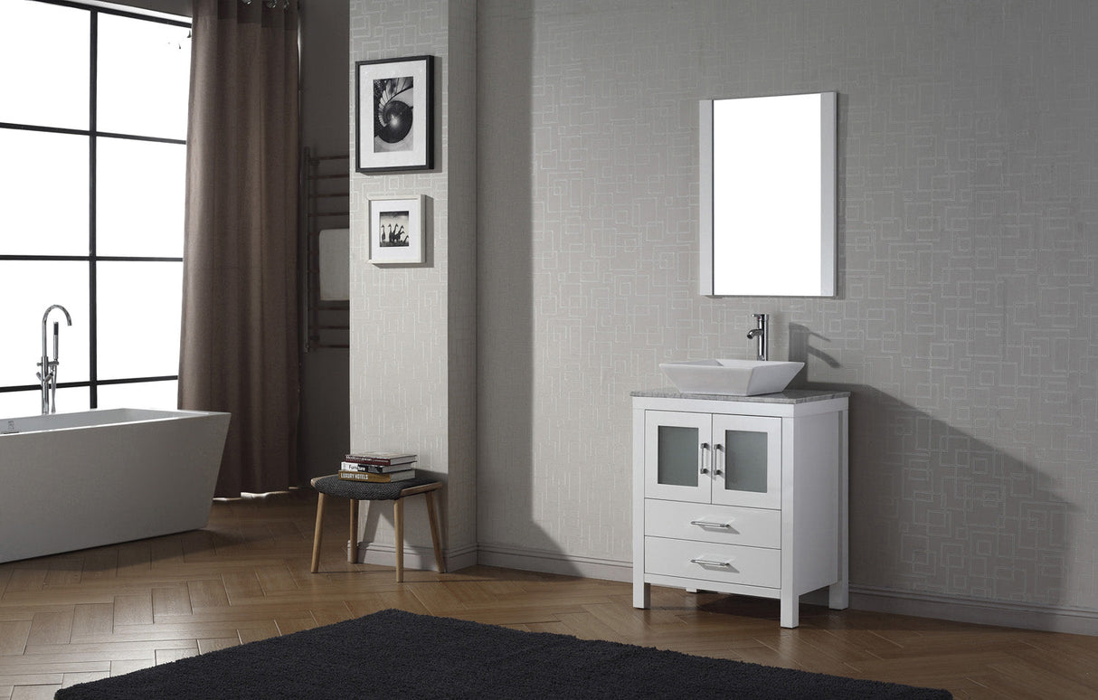 Virtu USA Dior 24" Single Bath Vanity with White Marble Top and Square Sink with Matching Mirror