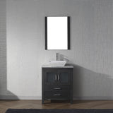 Virtu USA Dior 24" Single Bath Vanity with White Marble Top and Square Sink with Brushed Nickel Faucet with Matching Mirror