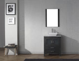 Virtu USA Dior 24" Single Bath Vanity with White Marble Top and Square Sink with Brushed Nickel Faucet with Matching Mirror