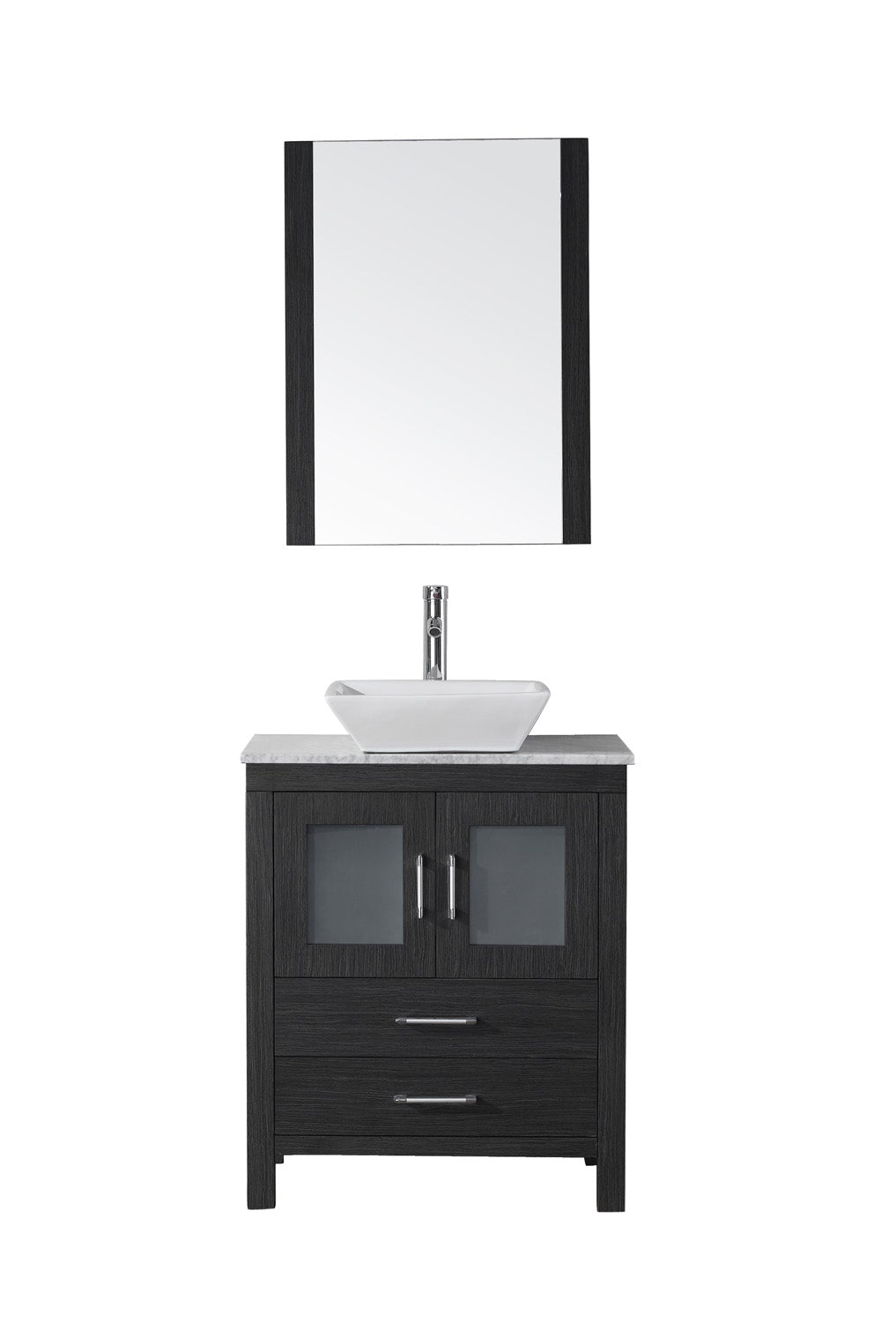 Virtu USA Dior 24" Single Bath Vanity with Marble Top and Square Sink with Brushed Nickel Faucet and Mirror - Luxe Bathroom Vanities