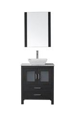 Virtu USA Dior 24" Single Bath Vanity with Marble Top and Square Sink with Brushed Nickel Faucet and Mirror - Luxe Bathroom Vanities