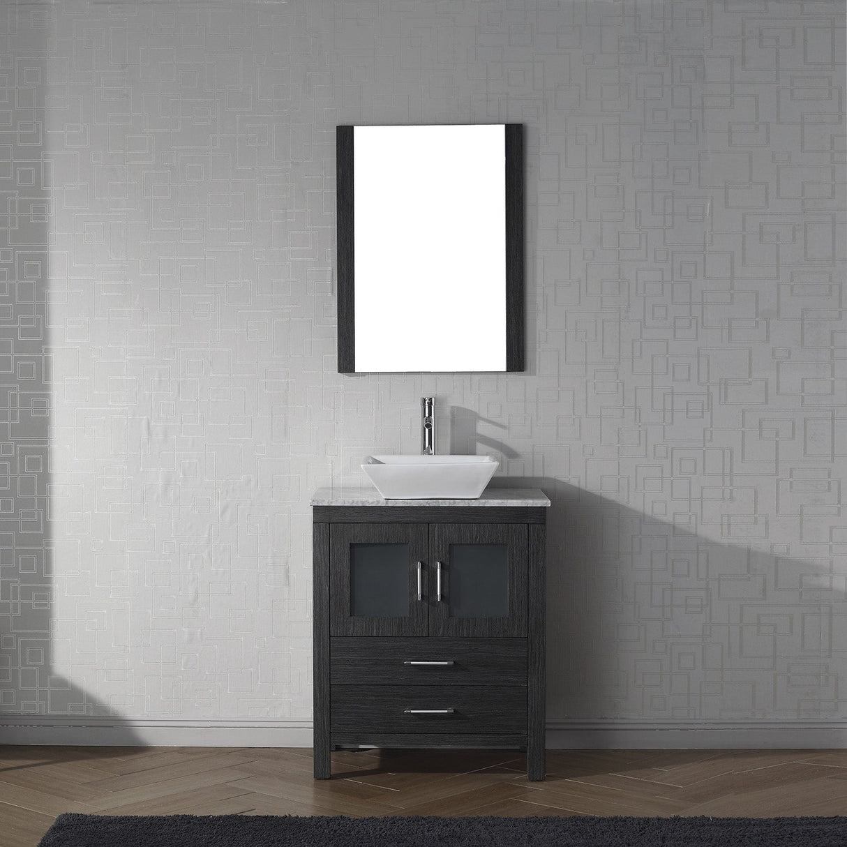 Virtu USA Dior 24" Single Bath Vanity with White Marble Top and Square Sink with Matching Mirror