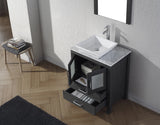 Virtu USA Dior 24" Single Bath Vanity with White Marble Top and Square Sink with Matching Mirror