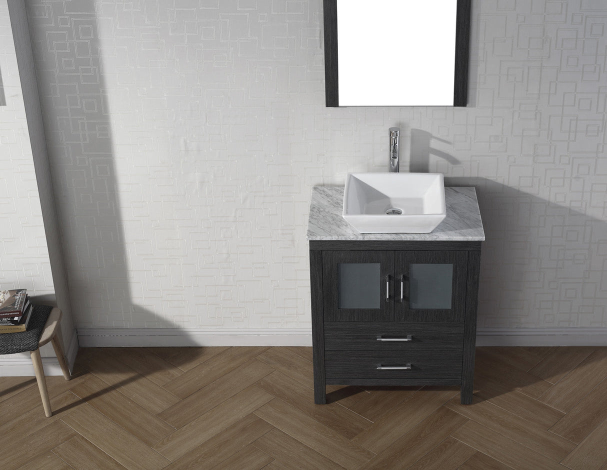 Virtu USA Dior 24" Single Bath Vanity with White Marble Top and Square Sink with Matching Mirror