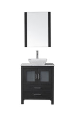 Virtu USA Dior 24" Single Bath Vanity with Marble Top and Square Sink with Polished Chrome Faucet and Mirror - Luxe Bathroom Vanities