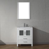 Virtu USA Dior 28" Single Bath Vanity with White Ceramic Top and Integrated Square Sink with Matching Mirror