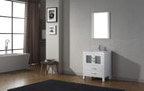 Virtu USA Dior 28" Single Bath Vanity with White Ceramic Top and Integrated Square Sink with Matching Mirror