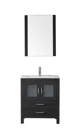 Virtu USA Dior 28" Single Bath Vanity with Slim White Ceramic Top and Square Sink with Brushed Nickel Faucet and Mirror - Luxe Bathroom Vanities Luxury Bathroom Fixtures Bathroom Furniture