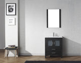 Virtu USA Dior 28" Single Bath Vanity with White Ceramic Top and Integrated Square Sink with Matching Mirror