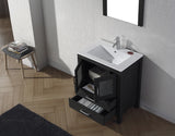 Virtu USA Dior 28" Single Bath Vanity with White Ceramic Top and Integrated Square Sink with Matching Mirror