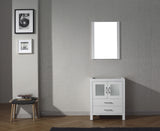 Virtu USA Dior 28" Single Bath Vanity with White Ceramic Top and Integrated Square Sink with Matching Mirror