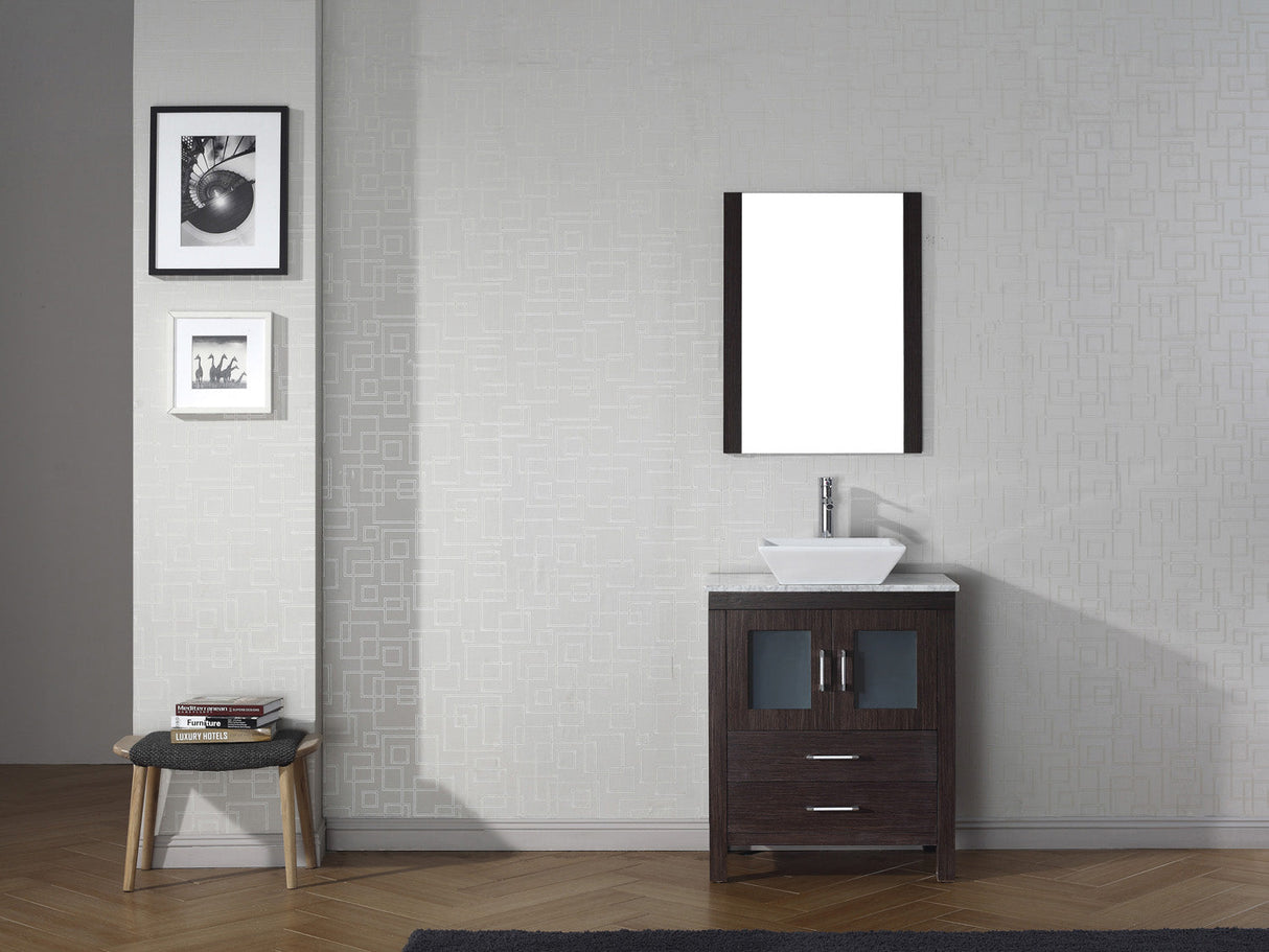 Virtu USA Dior 28" Single Bath Vanity with White Marble Top and Square Sink with Matching Mirror