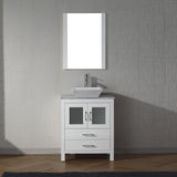 Virtu USA Dior 28" Single Bath Vanity with White Marble Top and Square Sink with Matching Mirror