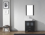 Virtu USA Dior 28" Single Bath Vanity with White Marble Top and Square Sink with Matching Mirror