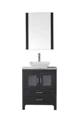 Virtu USA Dior 28" Single Bath Vanity with Marble Top and Square Sink with Polished Chrome Faucet and Mirror - Luxe Bathroom Vanities