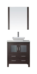 Virtu USA Dior 30" Single Bath Vanity with White Engineered Stone Top and Square Sink with Brushed Nickel Faucet and Mirror - Luxe Bathroom Vanities Luxury Bathroom Fixtures Bathroom Furniture