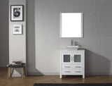 Virtu USA Dior 30" Single Bath Vanity with White Engineered Stone Top and Square Sink with Matching Mirror