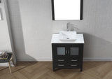 Virtu USA Dior 30" Single Bath Vanity with White Engineered Stone Top and Square Sink with Brushed Nickel Faucet with Matching Mirror