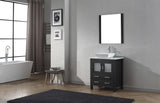 Virtu USA Dior 30" Single Bath Vanity with White Engineered Stone Top and Square Sink with Matching Mirror