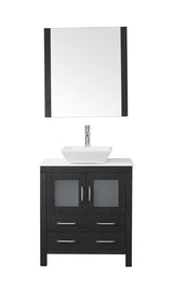 Virtu USA Dior 30" Single Bath Vanity with White Engineered Stone Top and Square Sink with Polished Chrome Faucet and Mirror - Luxe Bathroom Vanities Luxury Bathroom Fixtures Bathroom Furniture