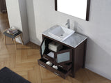 Virtu USA Dior 30" Single Bath Vanity with White Marble Top and Square Sink with Brushed Nickel Faucet with Matching Mirror