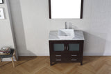 Virtu USA Dior 30" Single Bath Vanity with White Marble Top and Square Sink with Brushed Nickel Faucet with Matching Mirror