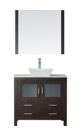 Virtu USA Dior 30" Single Bath Vanity with Marble Top and Square Sink with Brushed Nickel Faucet and Mirror - Luxe Bathroom Vanities Luxury Bathroom Fixtures Bathroom Furniture