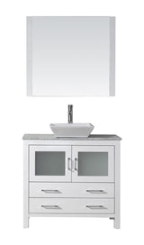 Virtu USA Dior 30" Single Bath Vanity with Marble Top and Square Sink with Brushed Nickel Faucet and Mirror - Luxe Bathroom Vanities Luxury Bathroom Fixtures Bathroom Furniture