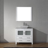 Virtu USA Dior 30" Single Bath Vanity with White Marble Top and Square Sink with Matching Mirror