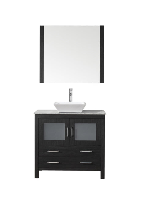Virtu USA Dior 30" Single Bath Vanity with Marble Top and Square Sink with Polished Chrome Faucet and Mirror - Luxe Bathroom Vanities Luxury Bathroom Fixtures Bathroom Furniture