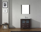 Virtu USA Dior 32" Single Bath Vanity with White Ceramic Top and Integrated Square Sink with Brushed Nickel Faucet with Matching Mirror