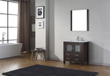 Virtu USA Dior 32" Single Bath Vanity with White Ceramic Top and Integrated Square Sink with Matching Mirror