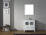 Virtu USA Dior 32" Single Bath Vanity with White Ceramic Top and Integrated Square Sink with Matching Mirror