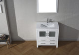 Virtu USA Dior 32" Single Bath Vanity with White Ceramic Top and Integrated Square Sink with Matching Mirror