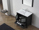 Virtu USA Dior 32" Single Bath Vanity with White Ceramic Top and Integrated Square Sink with Matching Mirror