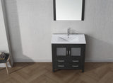 Virtu USA Dior 32" Single Bath Vanity with White Ceramic Top and Integrated Square Sink with Matching Mirror