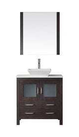 Virtu USA Dior 32" Single Bath Vanity with White Engineered Stone Top and Square Sink with Brushed Nickel Faucet and Mirror - Luxe Bathroom Vanities Luxury Bathroom Fixtures Bathroom Furniture