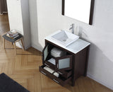 Virtu USA Dior 32" Single Bath Vanity with White Engineered Stone Top and Square Sink with Matching Mirror