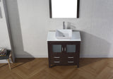 Virtu USA Dior 32" Single Bath Vanity with White Engineered Stone Top and Square Sink with Matching Mirror