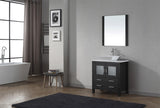 Virtu USA Dior 32" Single Bath Vanity with White Engineered Stone Top and Square Sink with Brushed Nickel Faucet with Matching Mirror