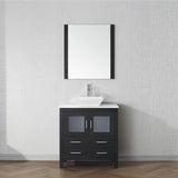 Virtu USA Dior 32" Single Bath Vanity with White Engineered Stone Top and Square Sink with Matching Mirror