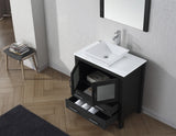 Virtu USA Dior 32" Single Bath Vanity with White Engineered Stone Top and Square Sink with Matching Mirror