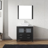 Virtu USA Dior 32" Single Bath Vanity with White Marble Top and Square Sink with Matching Mirror