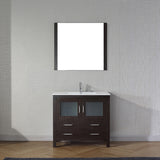 Virtu USA Dior 36" Single Bath Vanity with White Ceramic Top and Integrated Square Sink with Matching Mirror